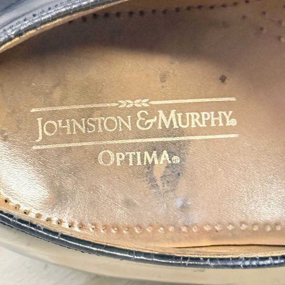 Johnston & Murphy Optima Mens Black Leather Cap Toe Oxford Shoes 10.5 E 22-2981
